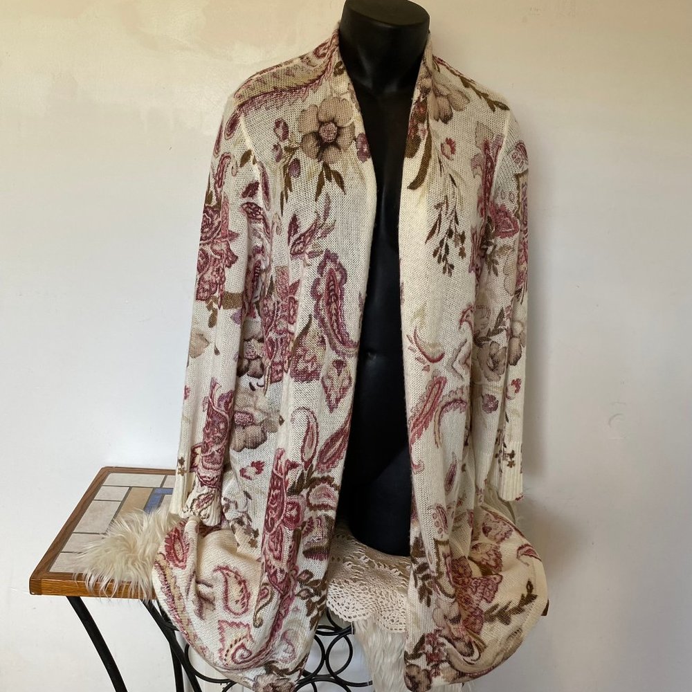 Chico's Boho Paisley Floral Cardigan - Picture 2 of 7